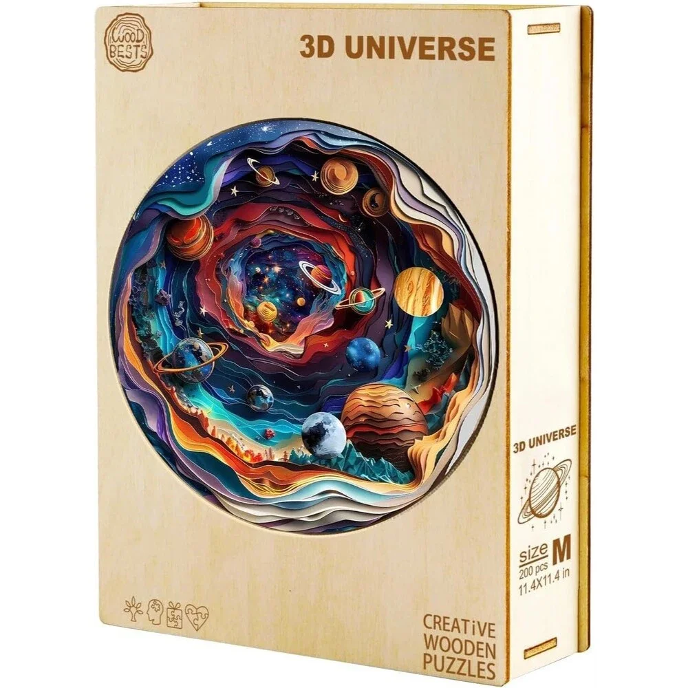 3D Wooden Jigsaw Puzzle Adults 100 Piece Universe Unique Shape Brain Teaser Toy